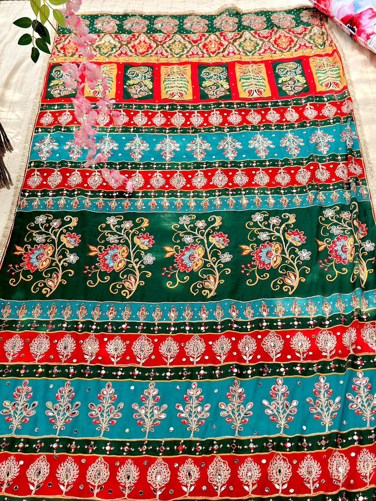 Scarlet Mirror handwork work dupatta