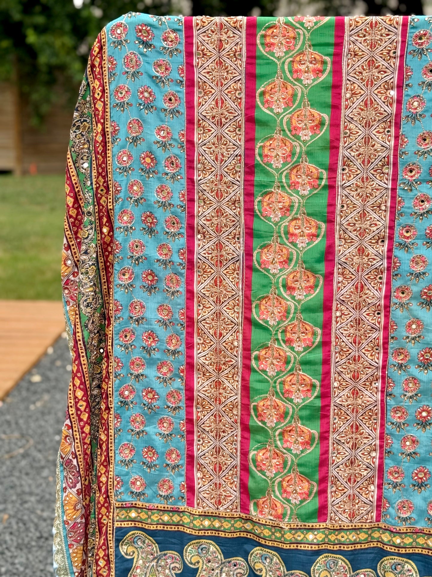 Painted Garden Mirror handwork dupatta