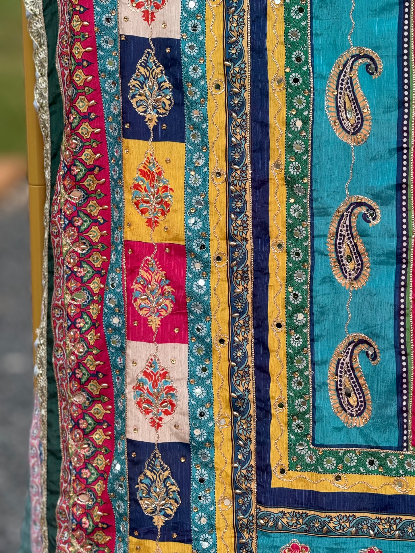 Turquoise Melody Mirror handwork dupatta