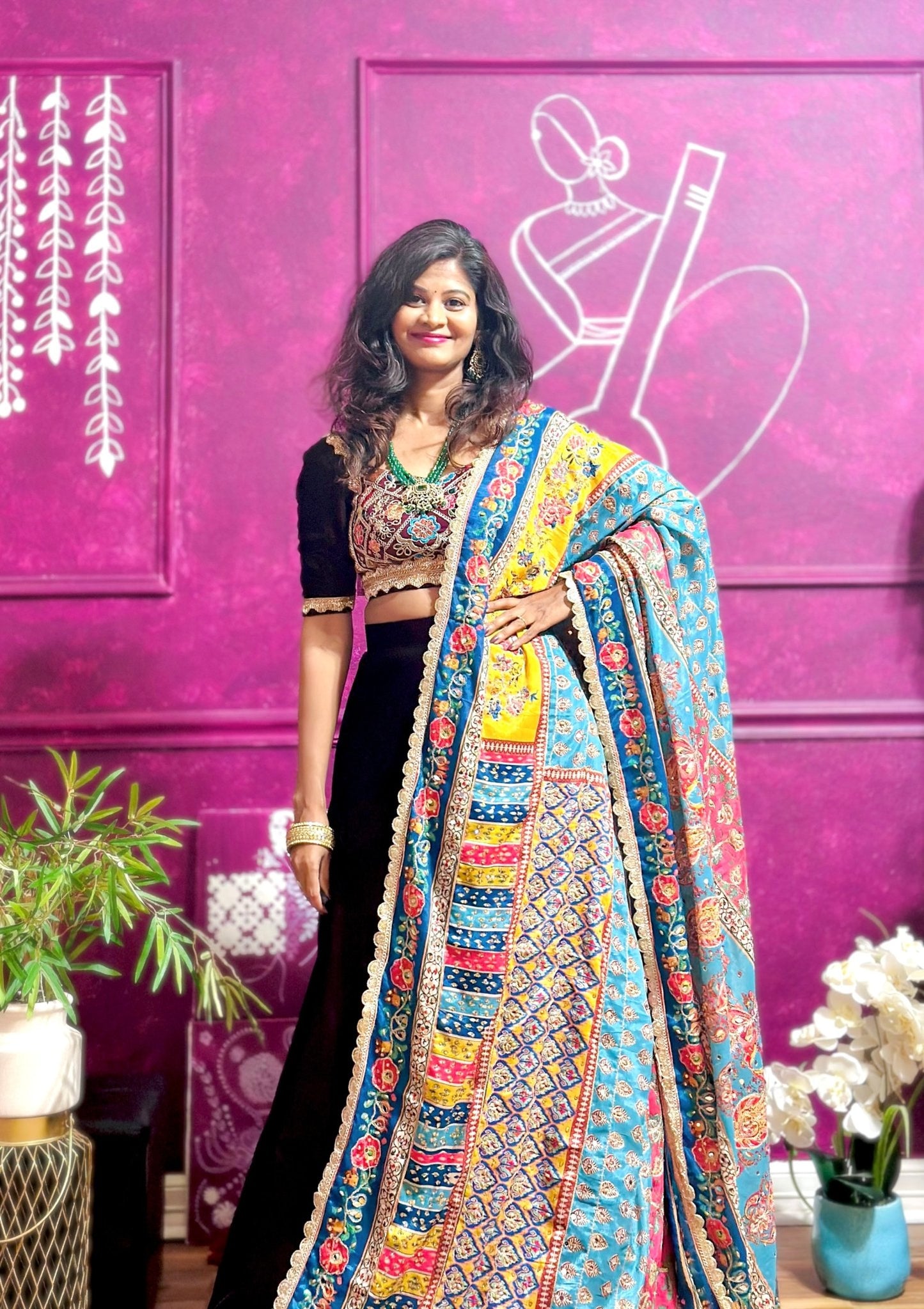 Burgundy Dream Velvet Lehenga & Blouse - Million Raagas