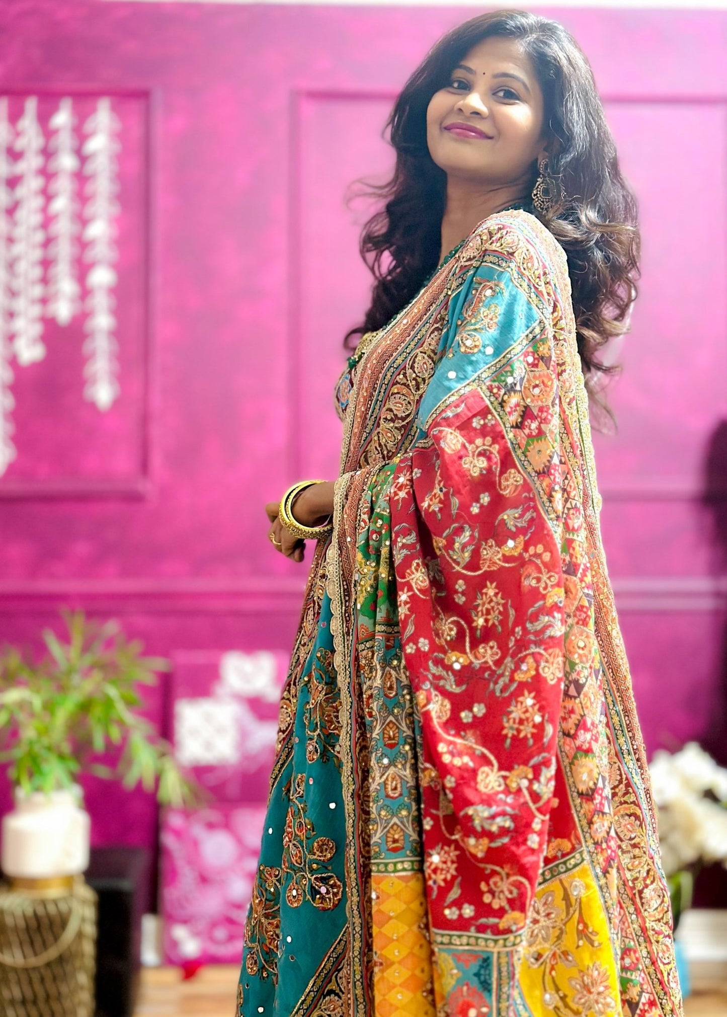 Burgundy Velvet Lehenga with Rhapsody dupatta - Million Raagas