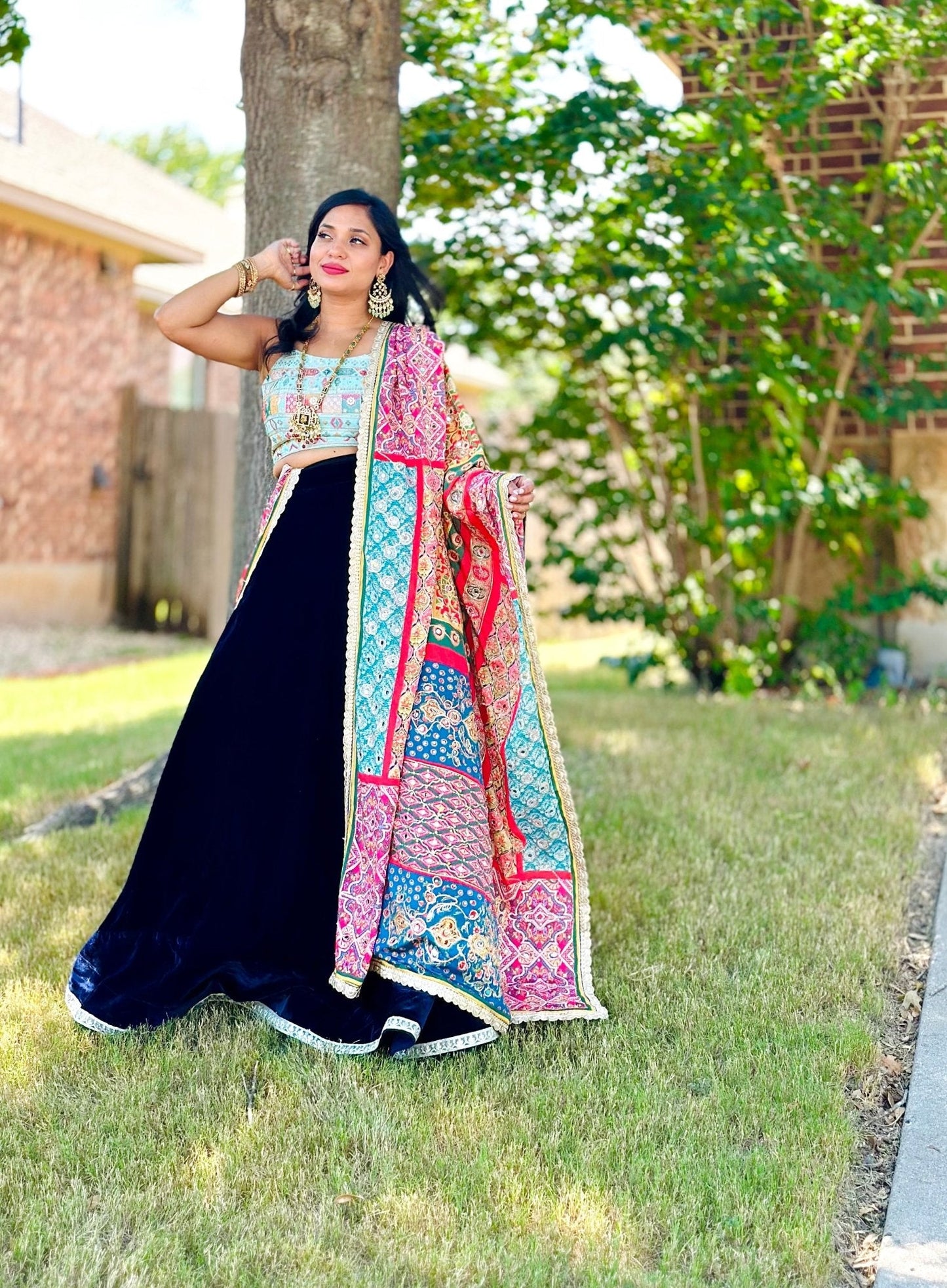 Midnight Symphony Velvet Lehenga Set - Million Raagas
