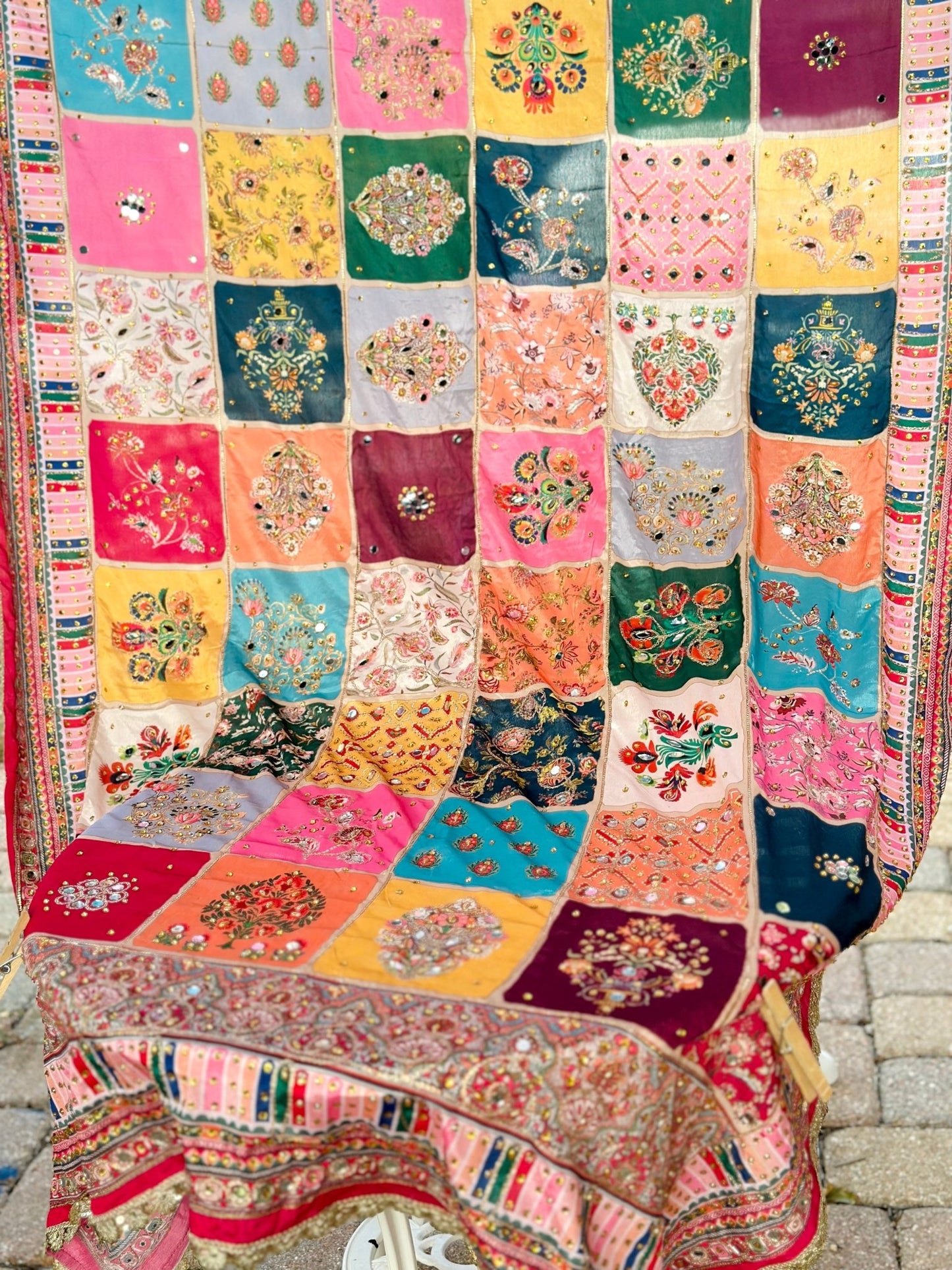 Pastel Poem Mirror handwork dupatta - Million Raagas