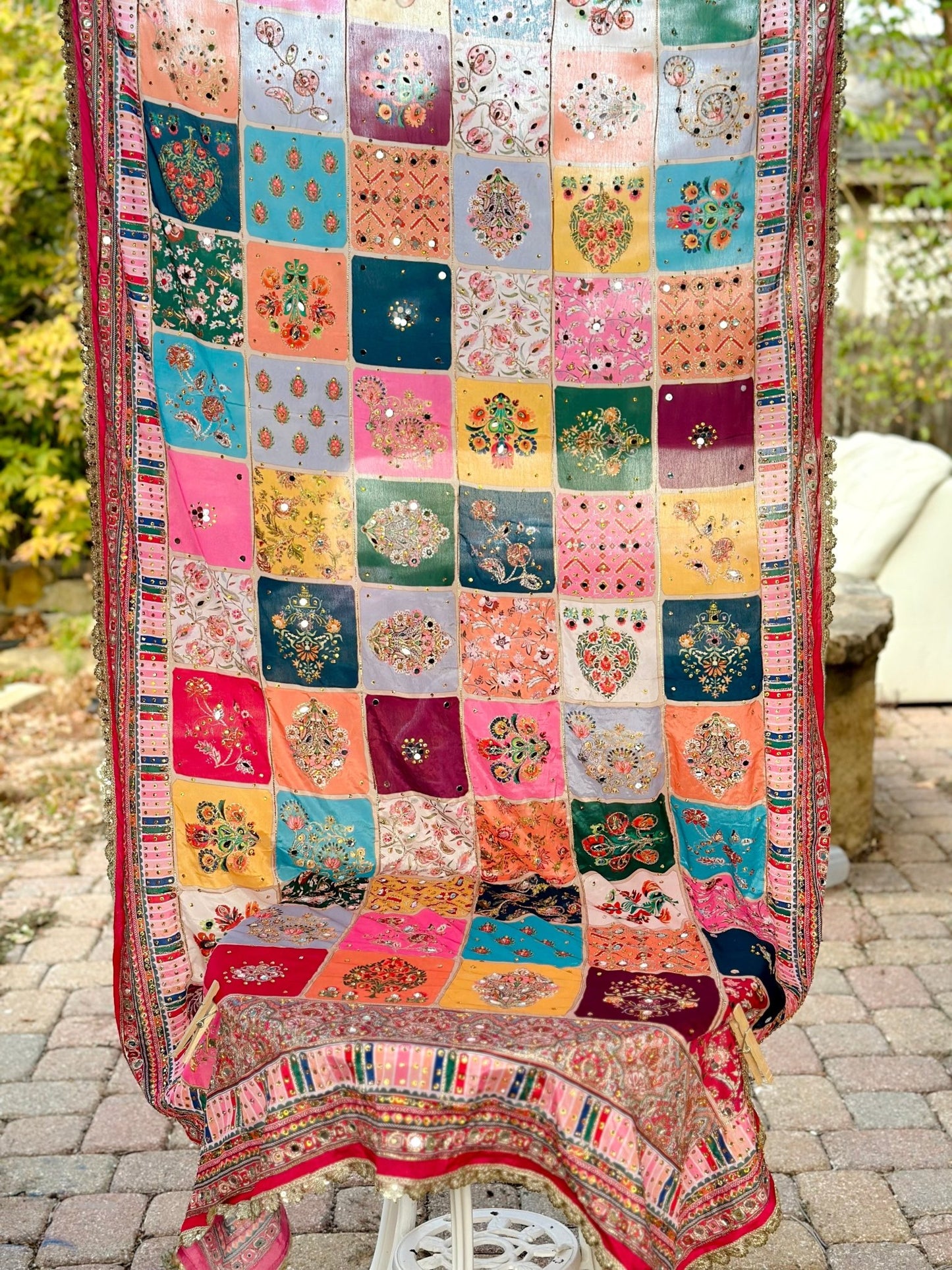 Pastel Poem Mirror handwork dupatta - Million Raagas