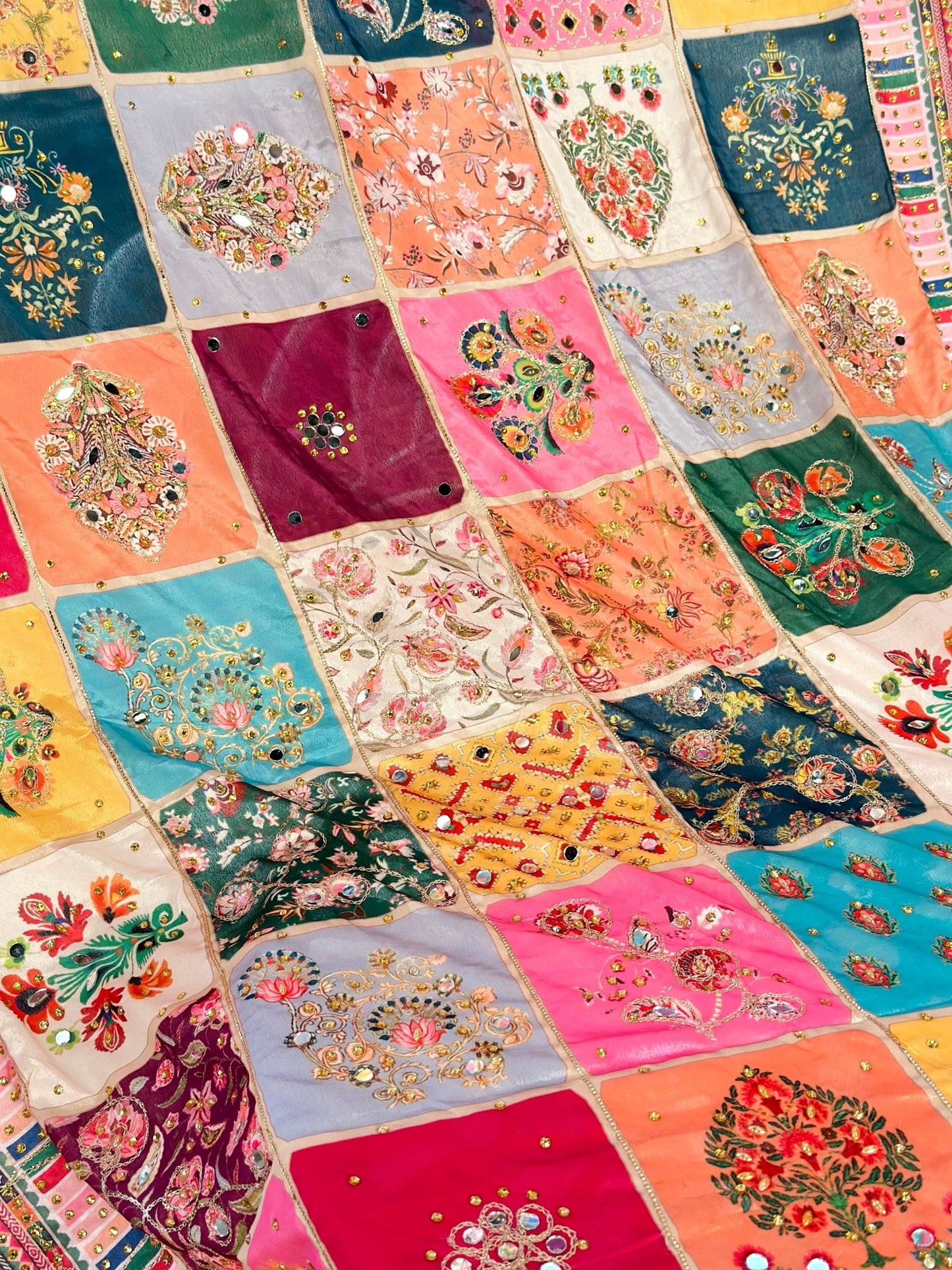 Pastel Poem Mirror handwork dupatta - Million Raagas