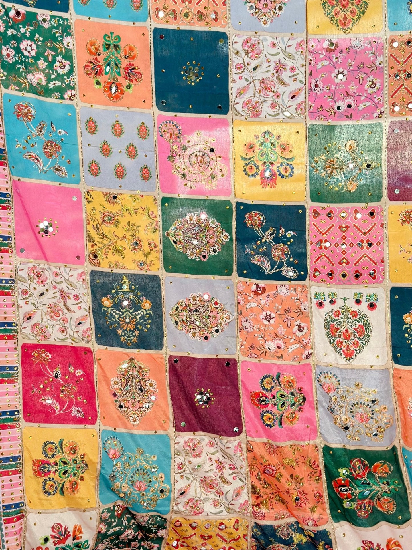 Pastel Poem Mirror handwork dupatta - Million Raagas