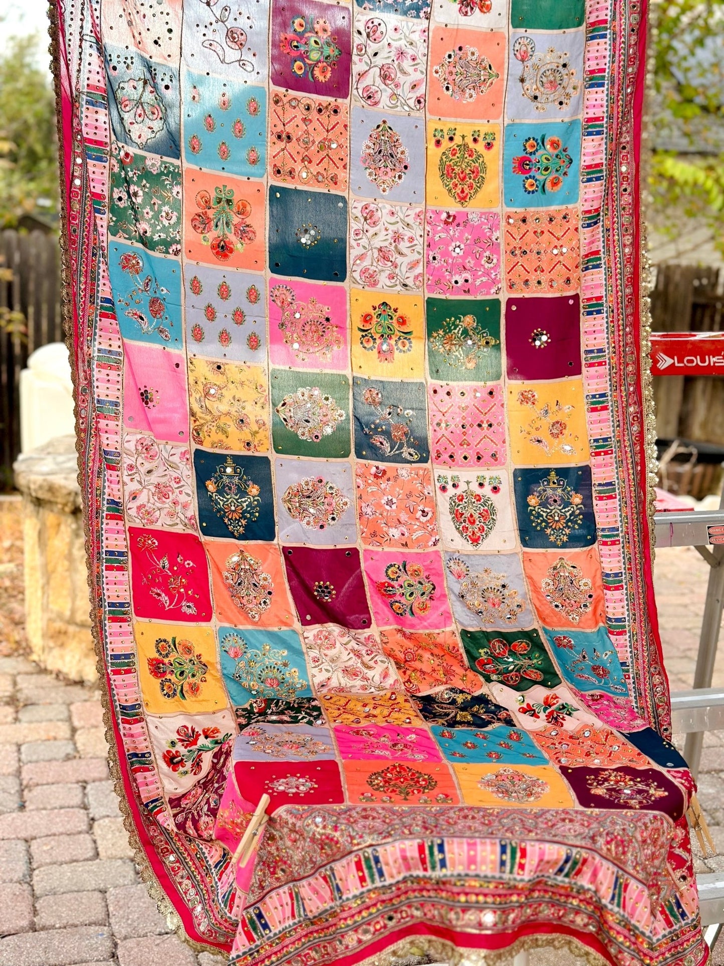 Pastel Poem Mirror handwork dupatta - Million Raagas