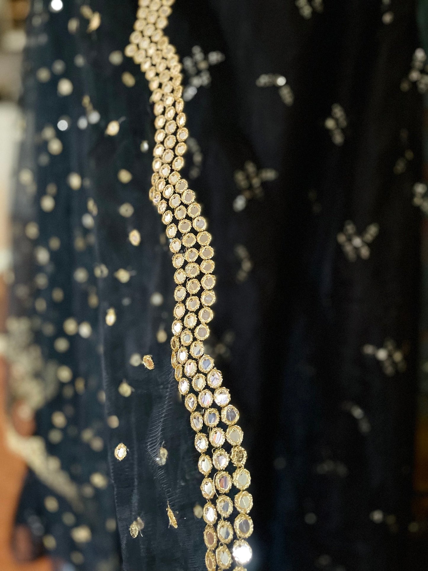 Black net mirror dupatta - Million Raagas