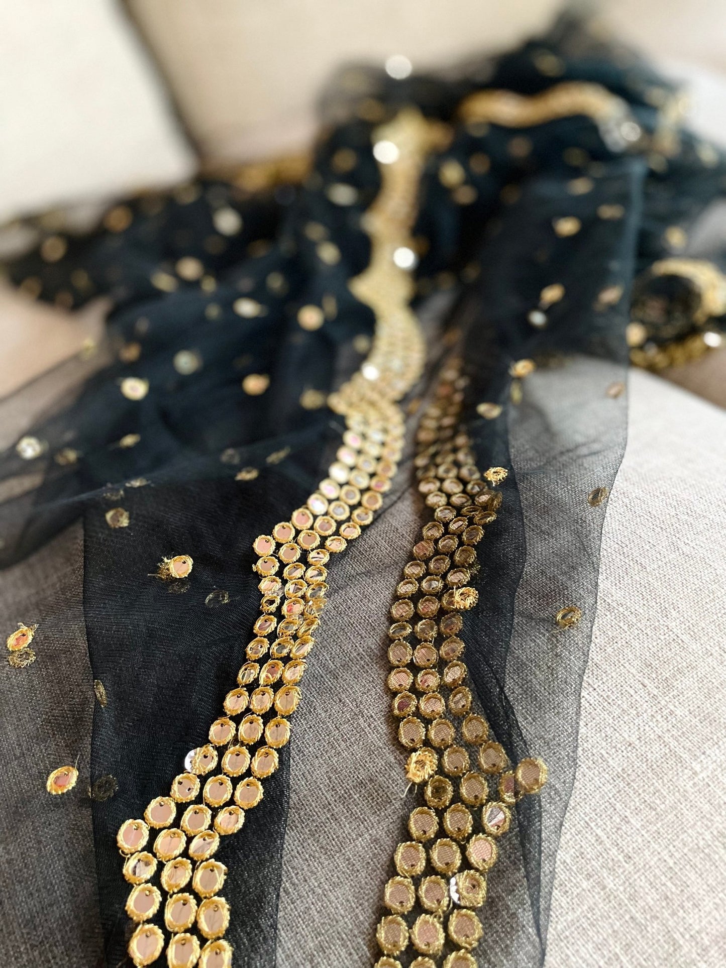 Black net mirror dupatta - Million Raagas