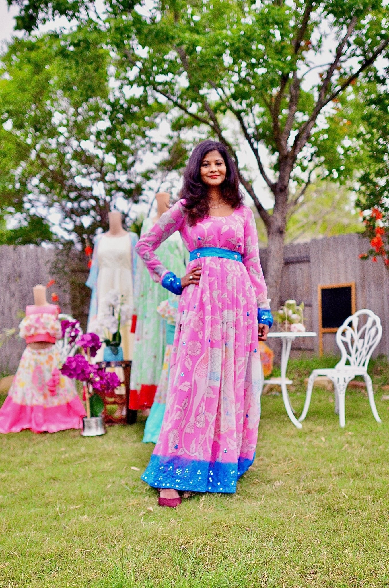 kalamkari long dress Festive kalamkari print dress with long sleeves