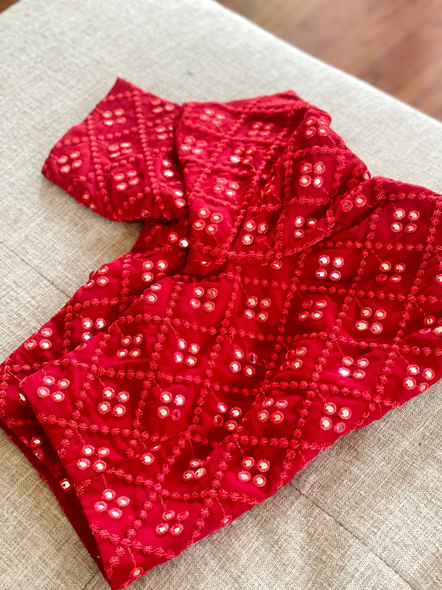 Glimmering delight Blouse with elbow sleeves - Maroon - Million Raagas