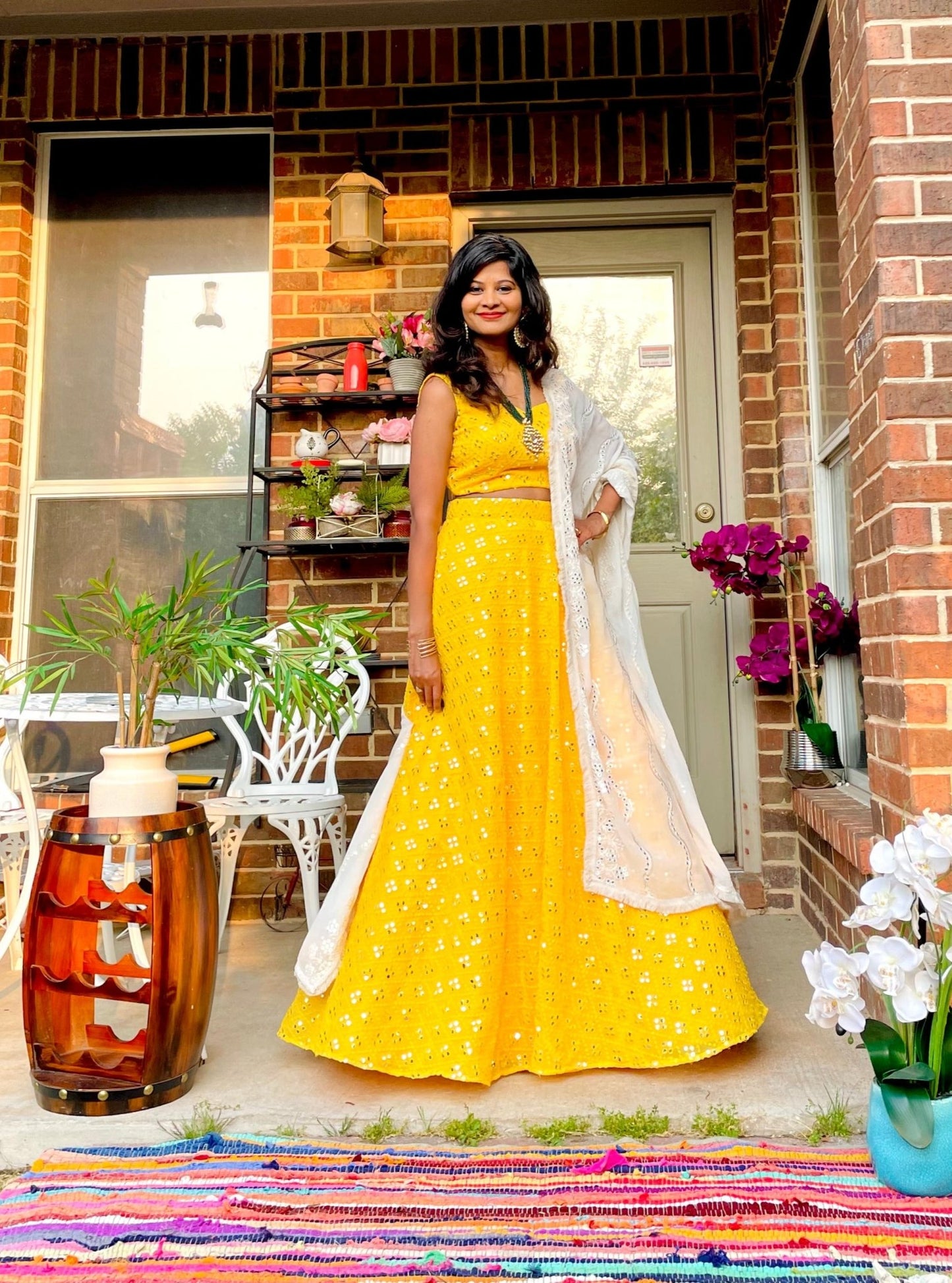 Glimmering Delight mirror work lehenga - Yellow - Million Raagas