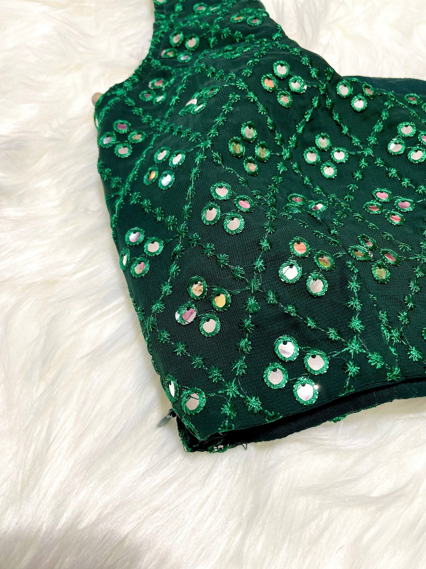 Glimmering delight sleeveless top - Bottle green - Million Raagas