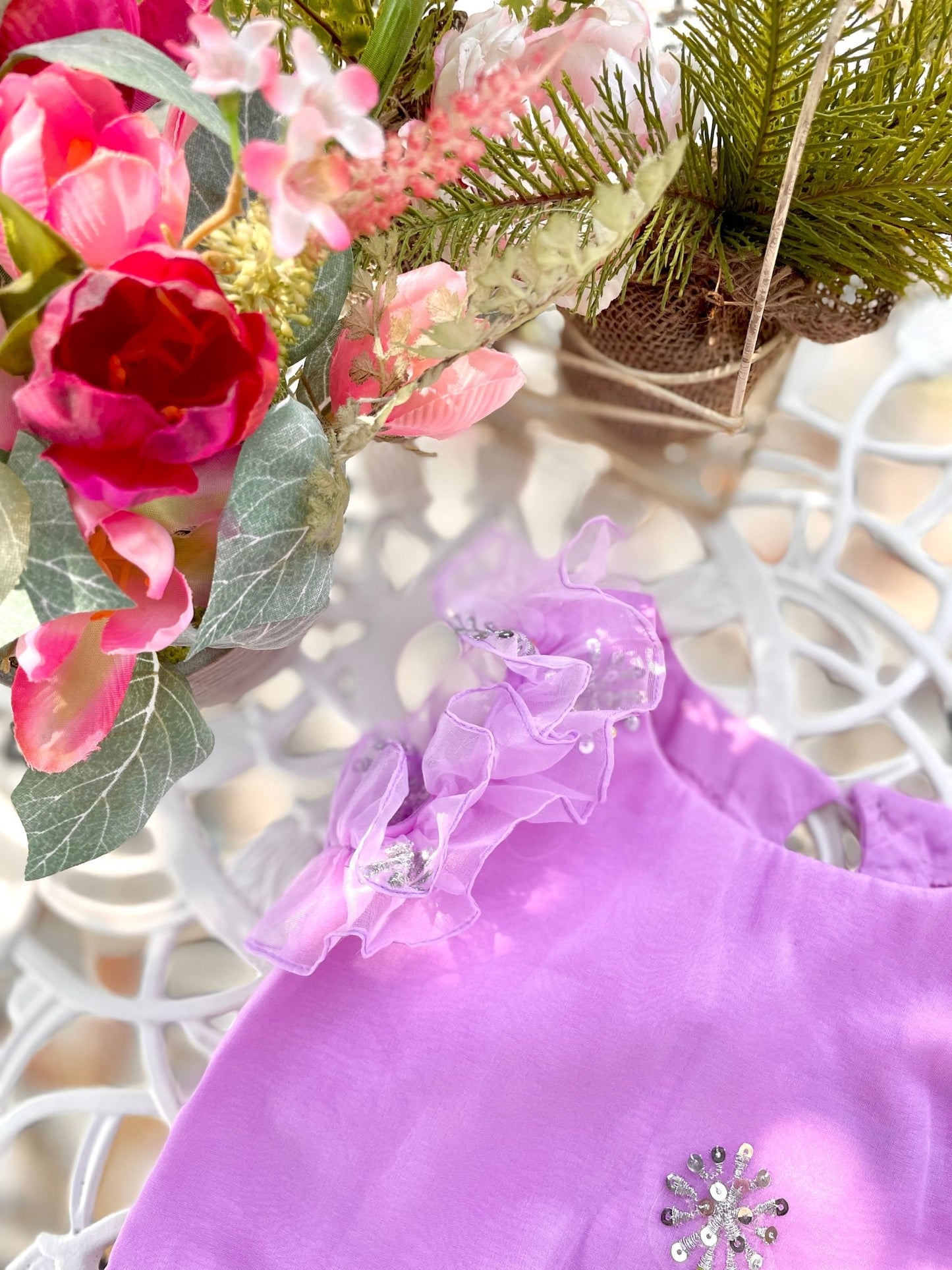 Lilac serenade organza lehenga set - kids - Million Raagas