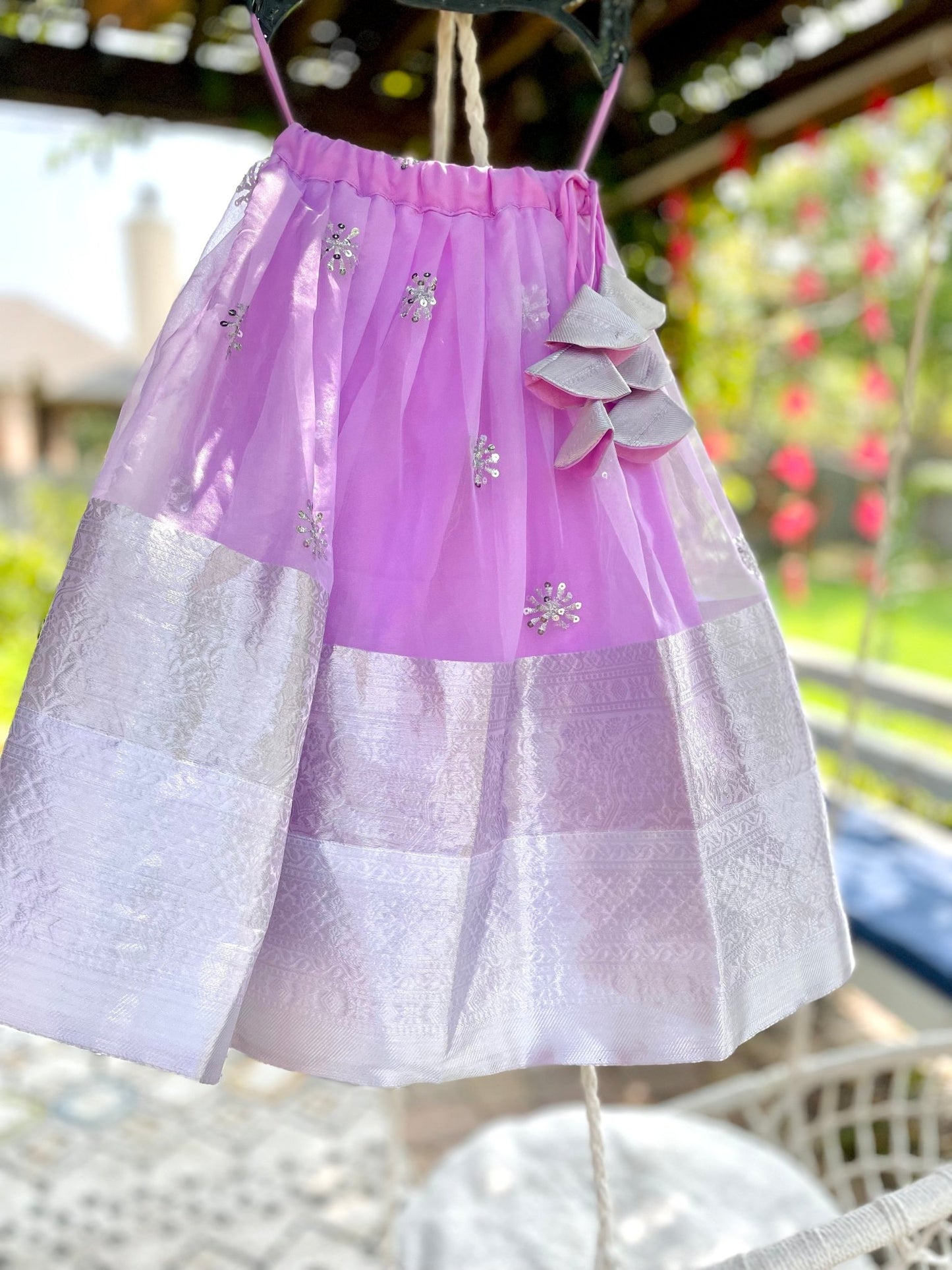 Lilac serenade organza lehenga set - kids - Million Raagas