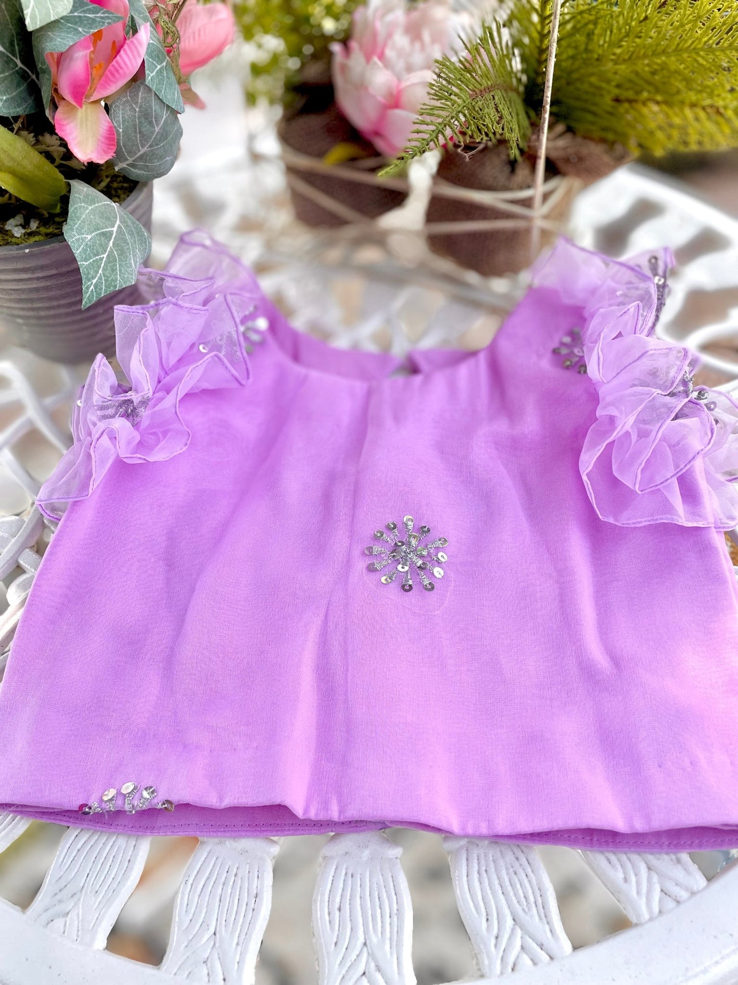 Lilac serenade organza lehenga set - kids - Million Raagas