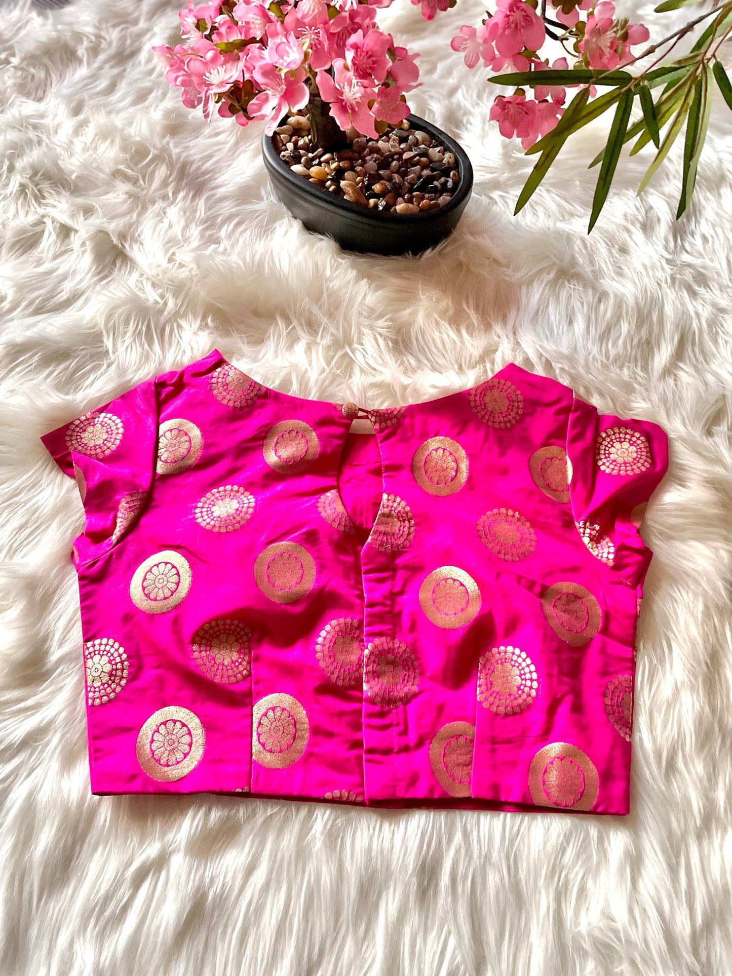 Pink banaras silk zari butti top - Million Raagas