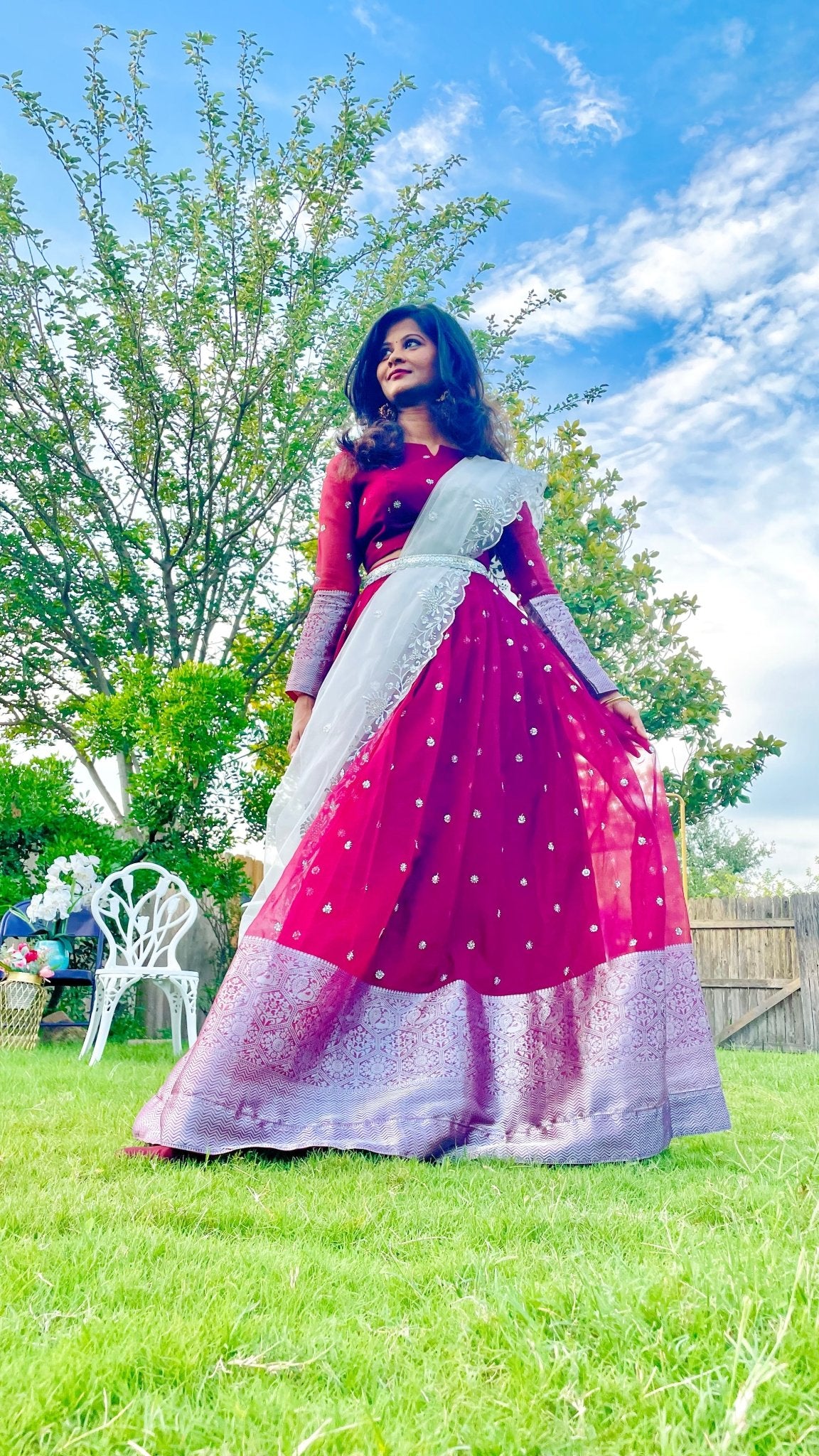 Silver net cutwork work dupatta - Million Raagas