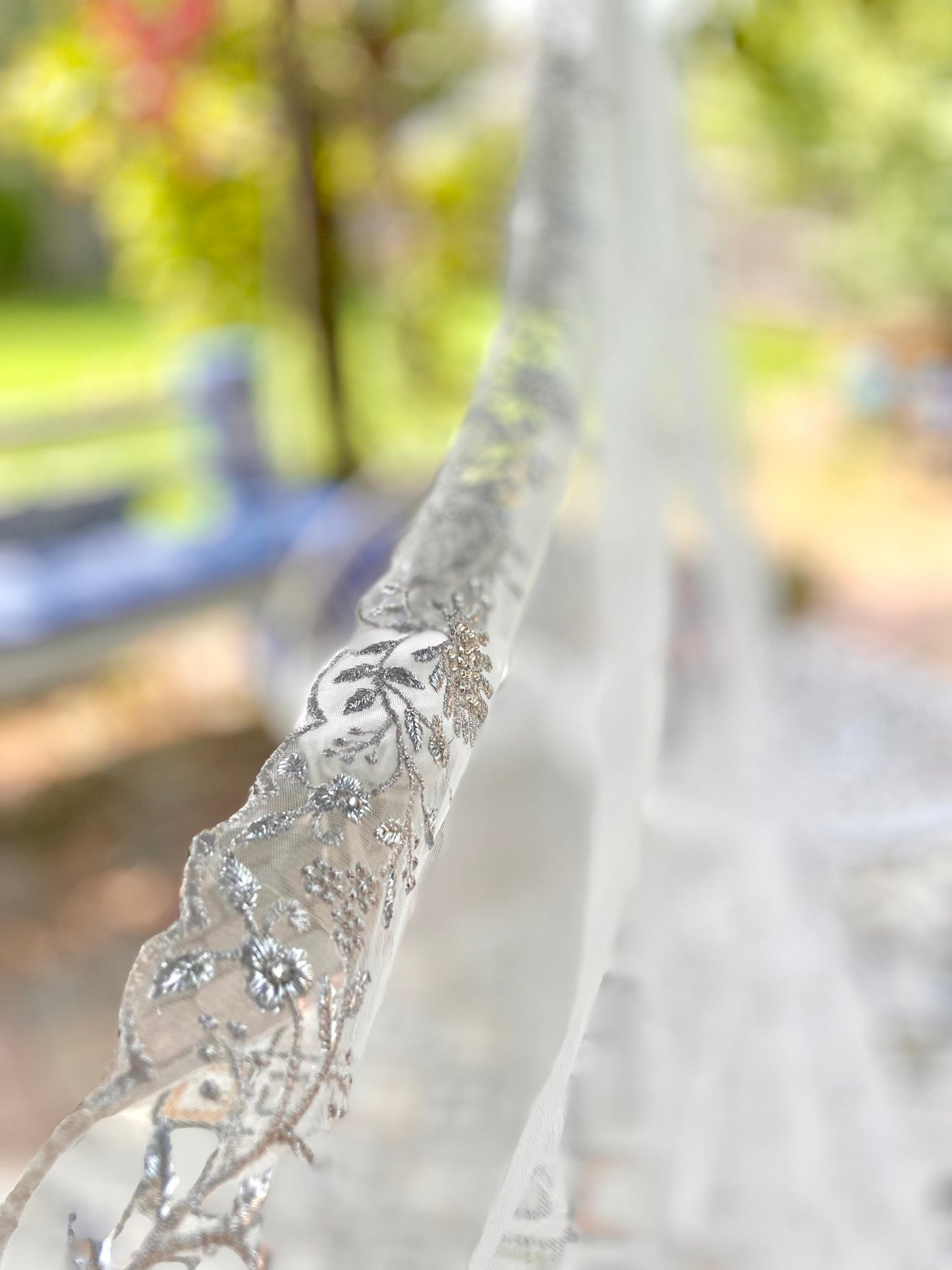 Silver net cutwork work dupatta - Million Raagas