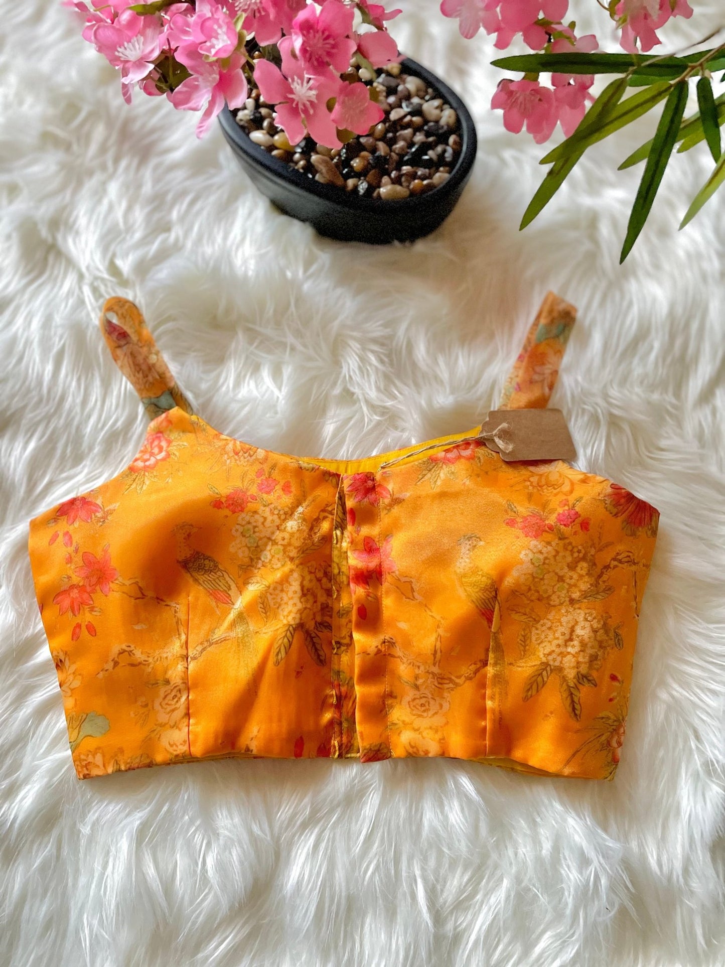 Sleeveless yellow organza top/blouse - Million Raagas