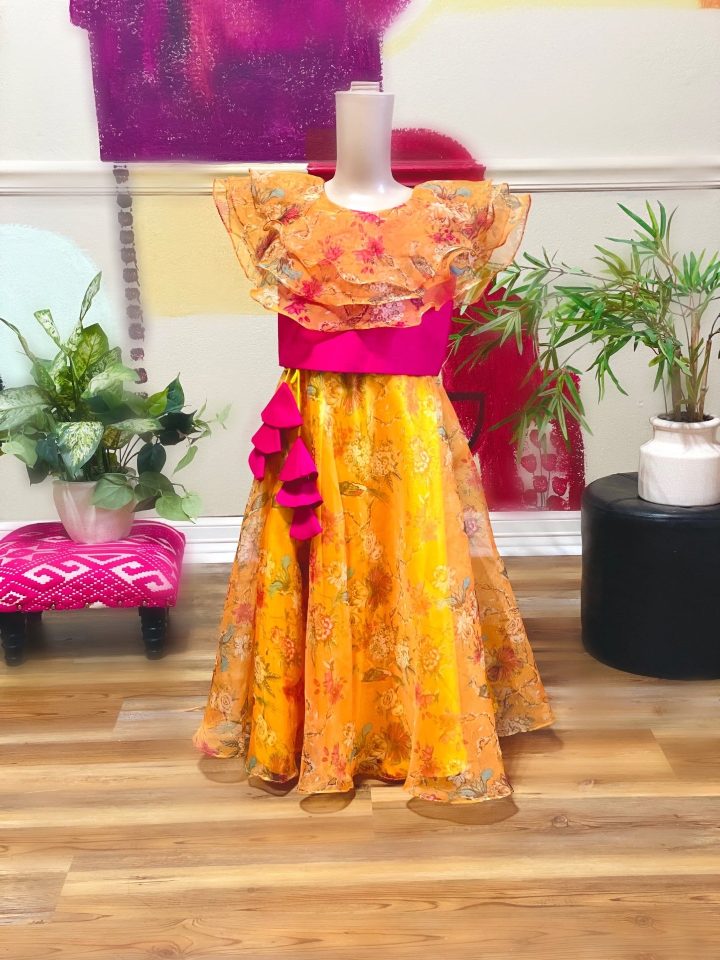 Whimsical tale floral lehenga set - Girls - Million Raagas