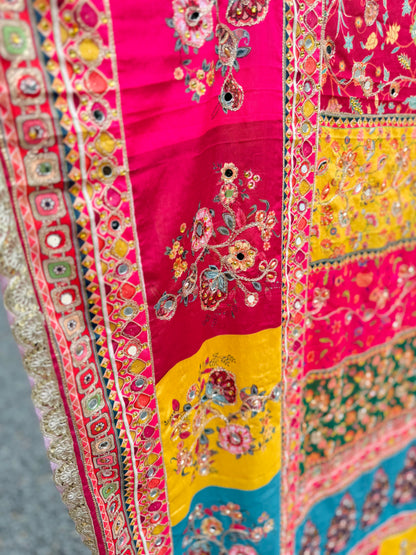 Color story - pink Mirror handwork dupatta