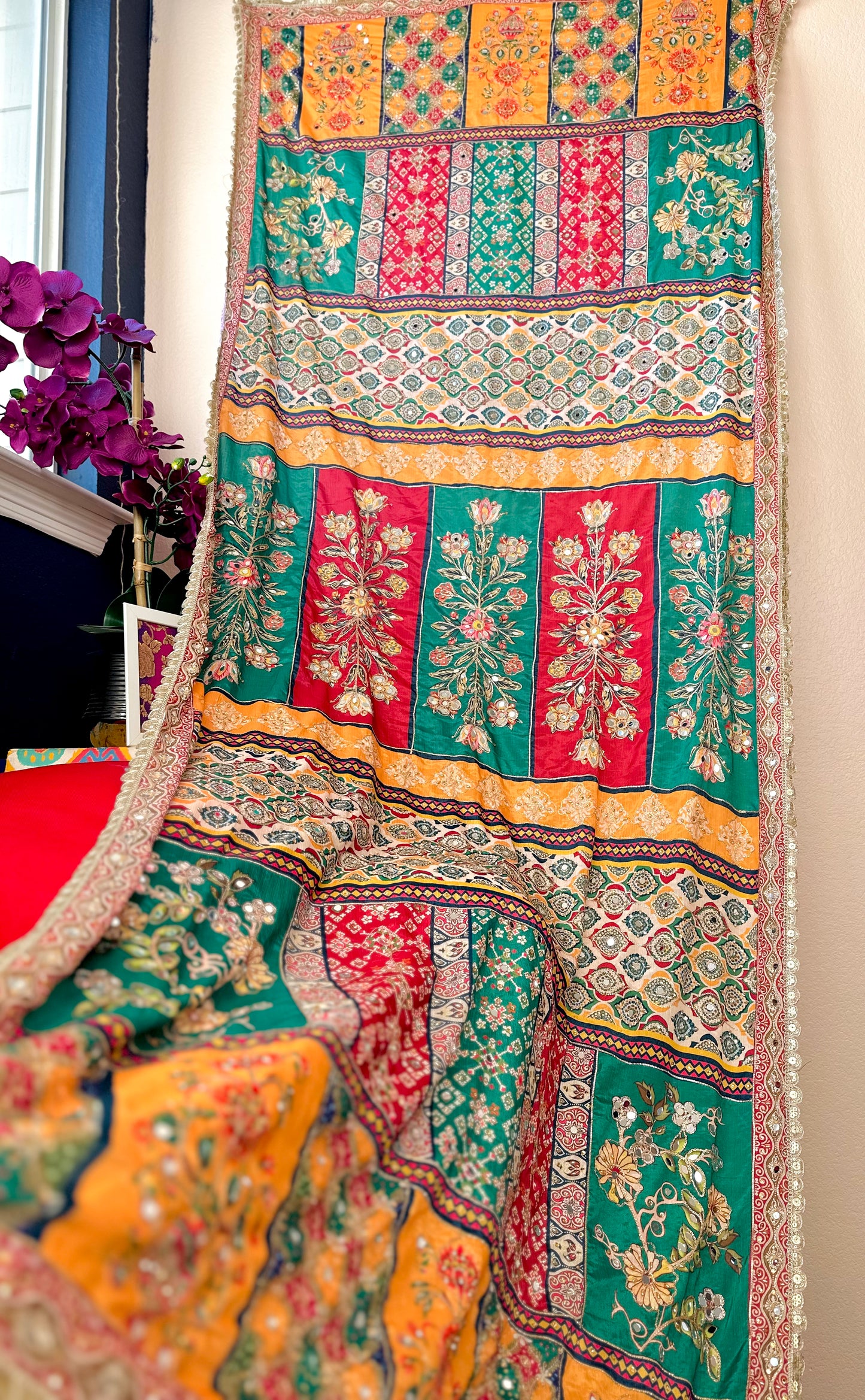 Elegance Mirror handwork work dupatta