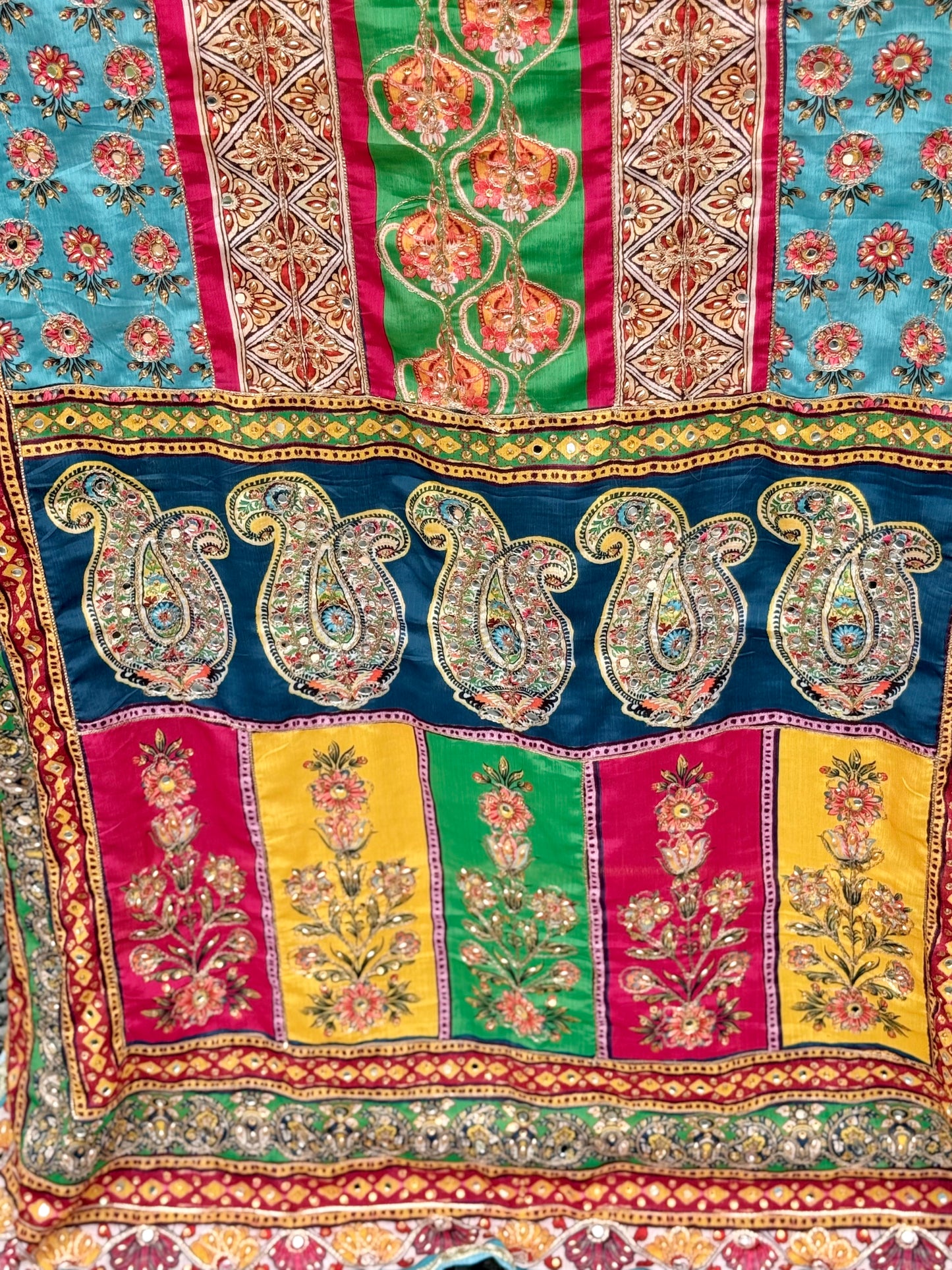 Painted Garden Mirror handwork dupatta