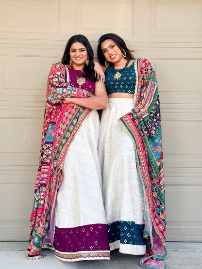 Serene Drift - Plum & Ivory embroidered lehenga set