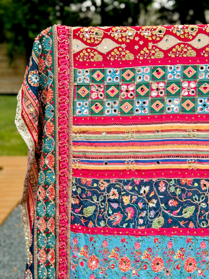 Teal Tales Mirror handwork dupatta