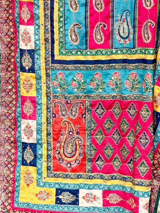 Turquoise Melody Mirror handwork dupatta