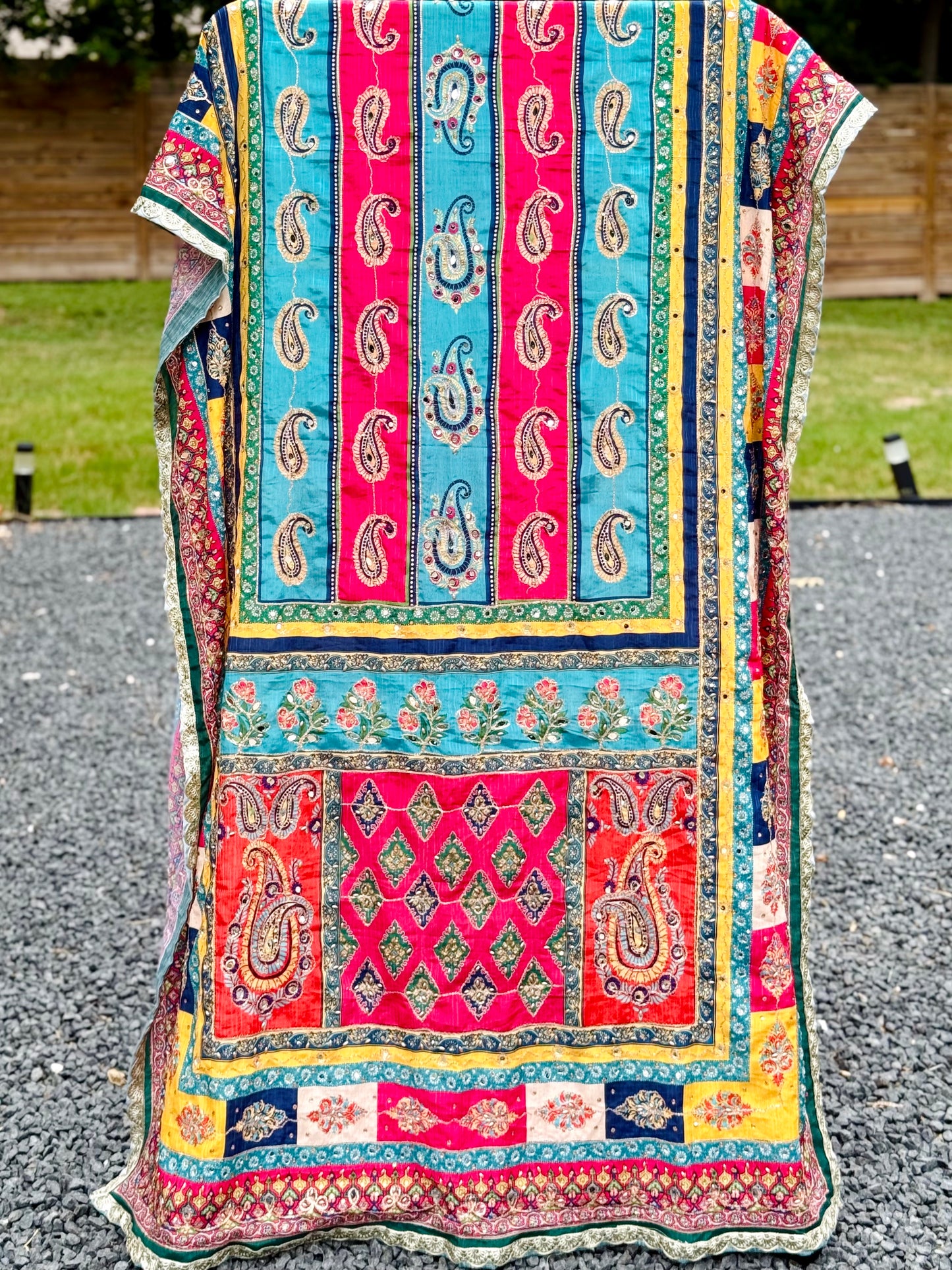 Turquoise Melody Mirror handwork dupatta