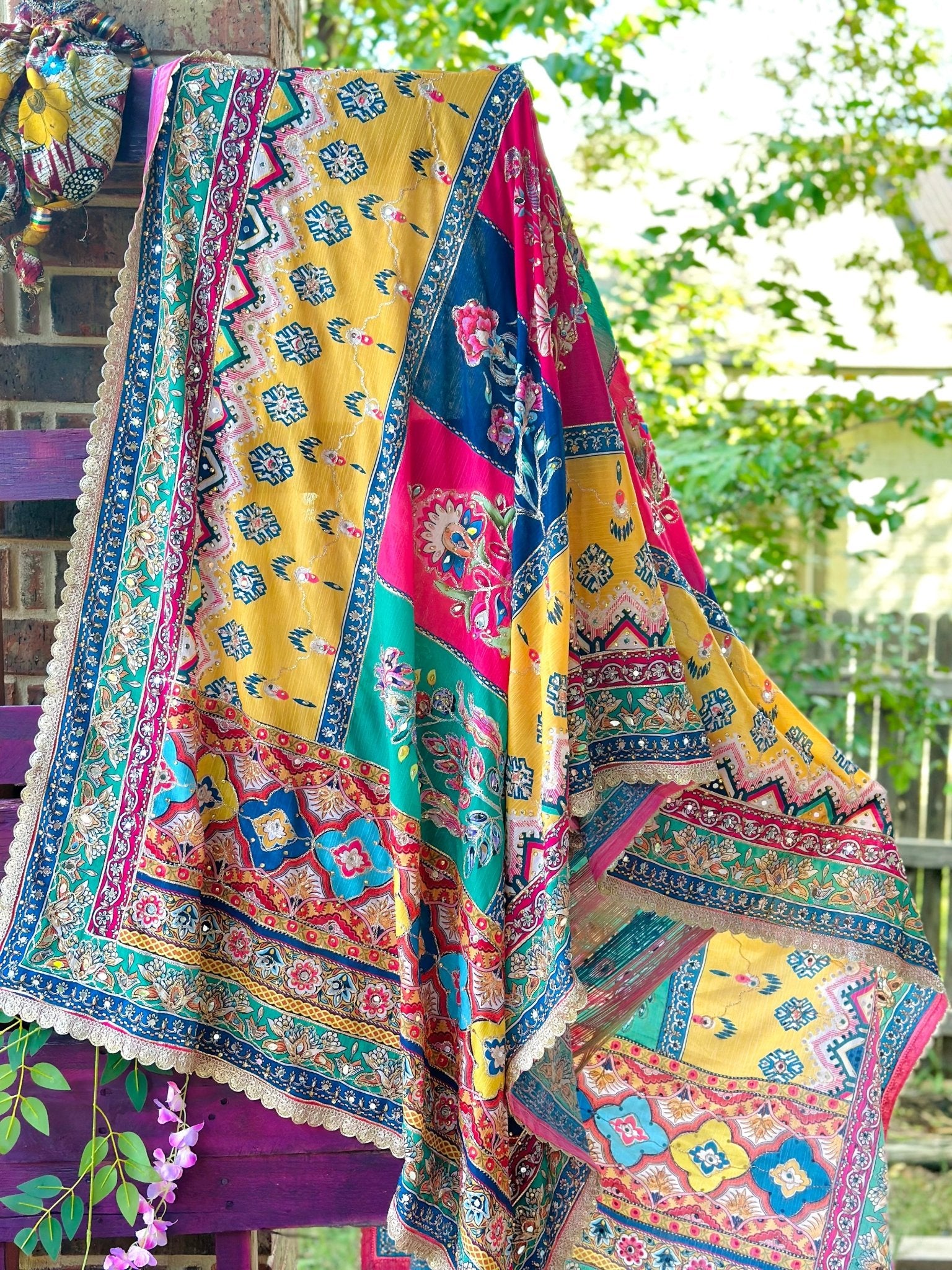 Dawn's Melody Mirror handwork dupatta - Million Raagas