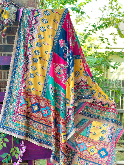 Dawn's Melody Mirror handwork dupatta - Million Raagas