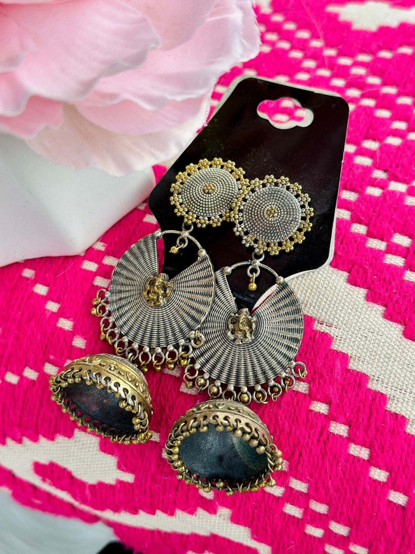 Intricate Oxidized Silver Earrings - Million Raagas