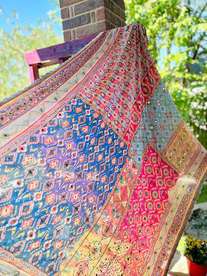Multicolor serenade Mirror handwork work dupatta - preorder - Million Raagas