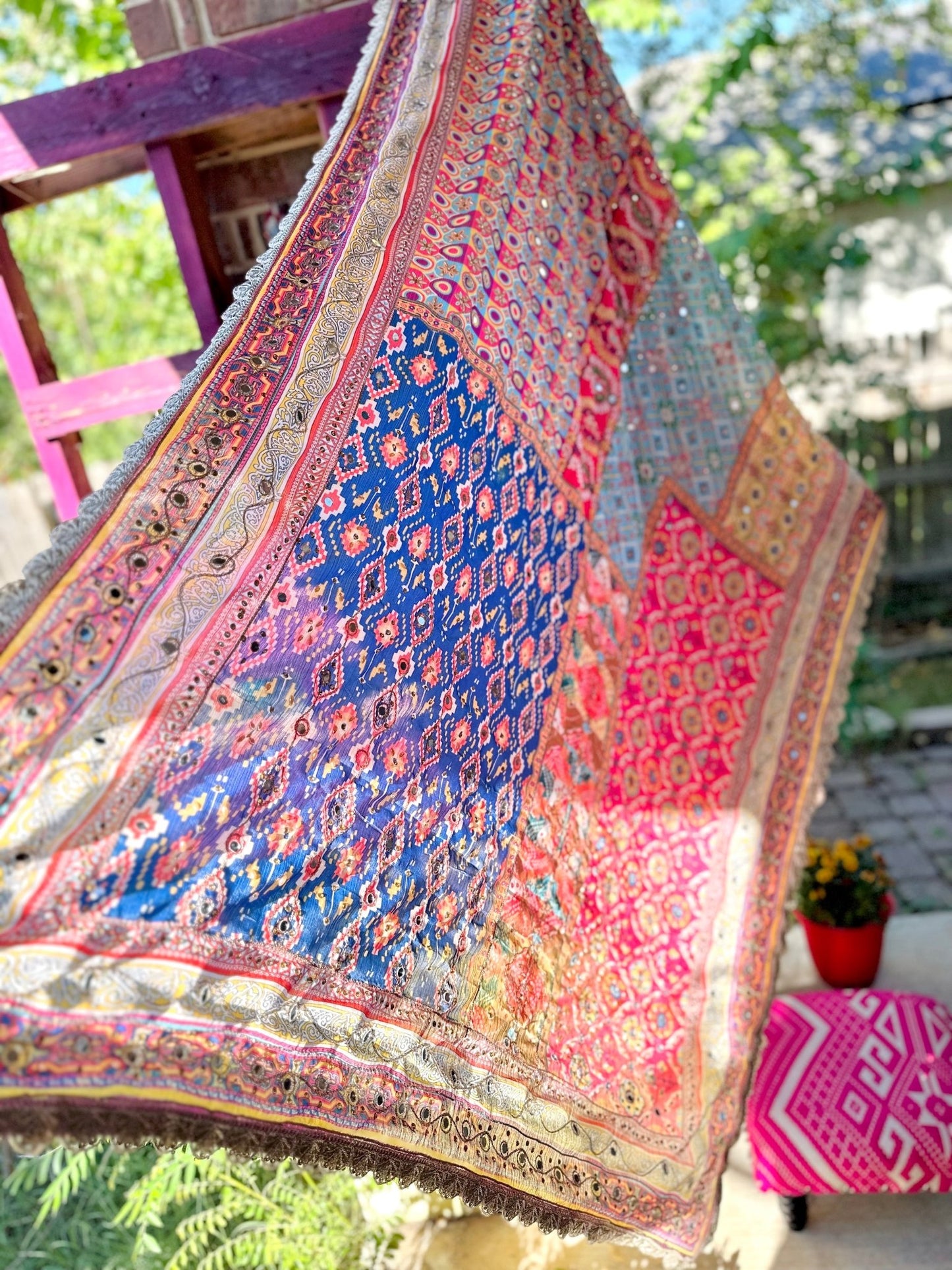 Multicolor serenade Mirror handwork work dupatta - preorder - Million Raagas