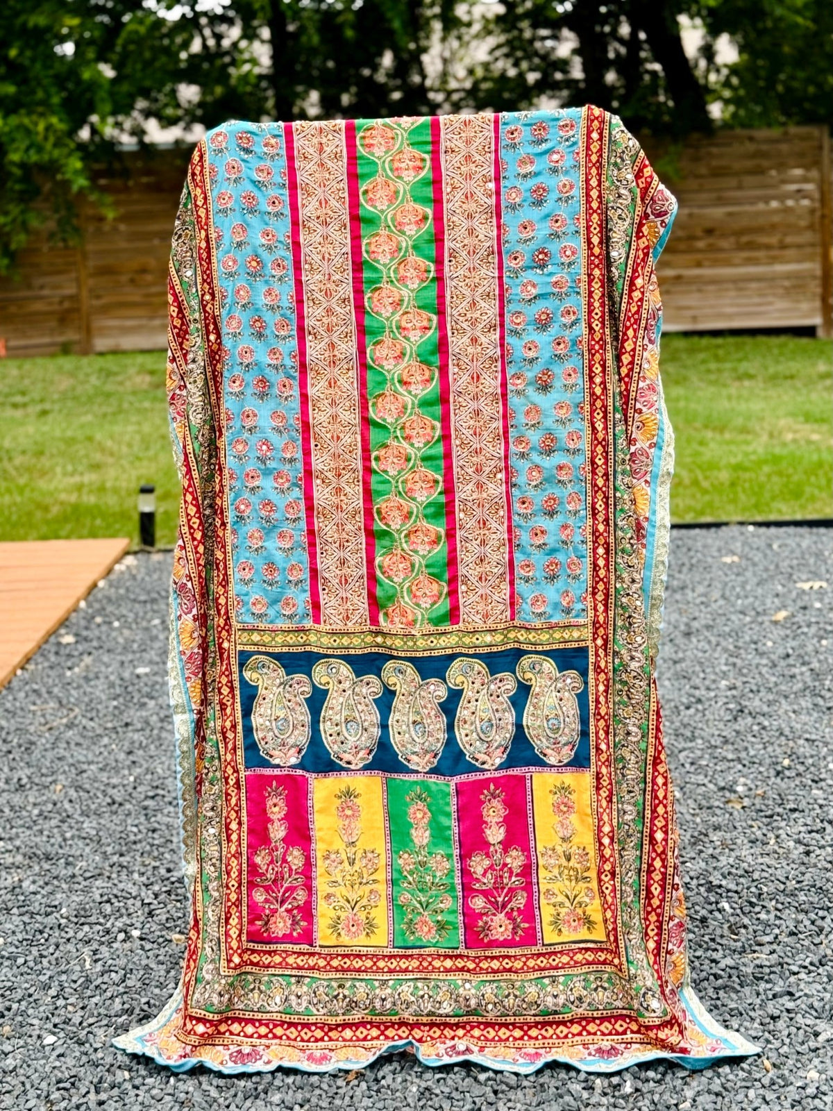 Painted Garden Mirror handwork dupatta - Million Raagas