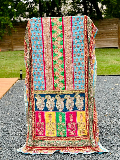 Painted Garden Mirror handwork dupatta - Million Raagas