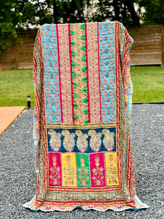 Painted Garden Mirror handwork dupatta - Million Raagas