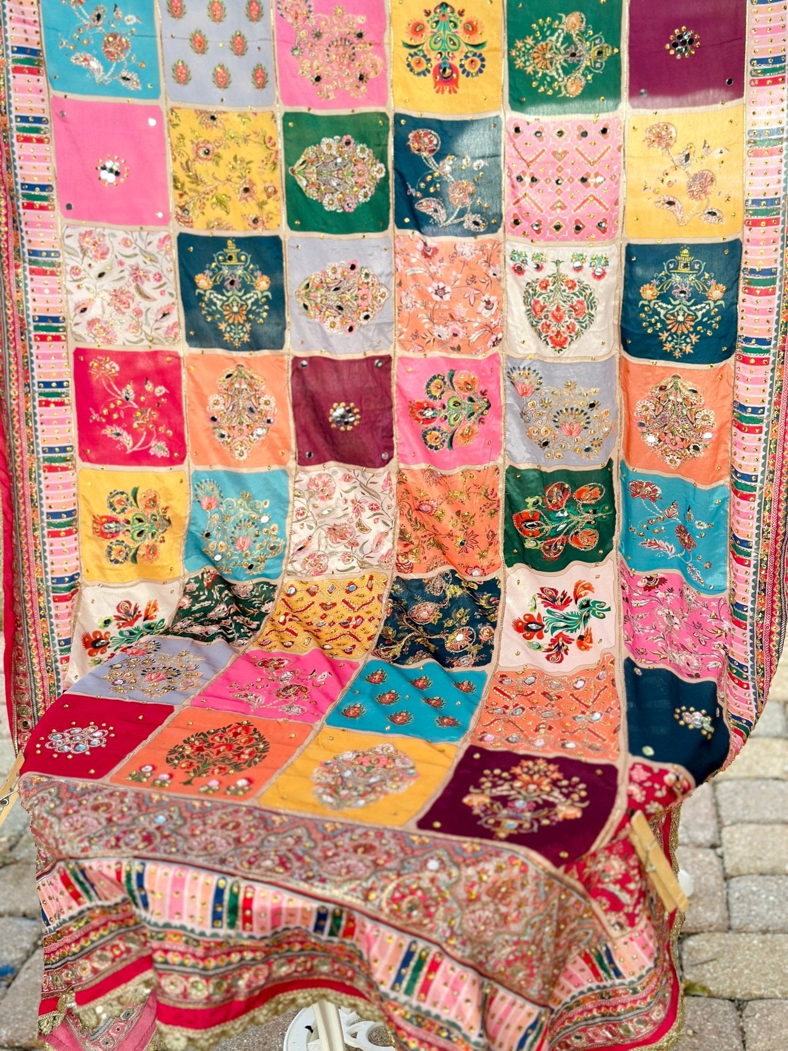 Pastel Poem Mirror handwork dupatta - Million Raagas