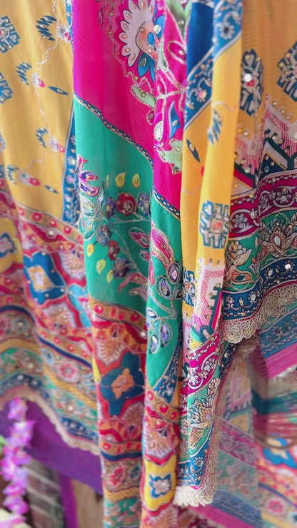 Dawn's Melody Mirror handwork dupatta