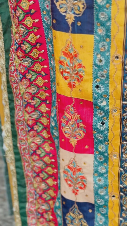 Turquoise Melody Mirror handwork dupatta