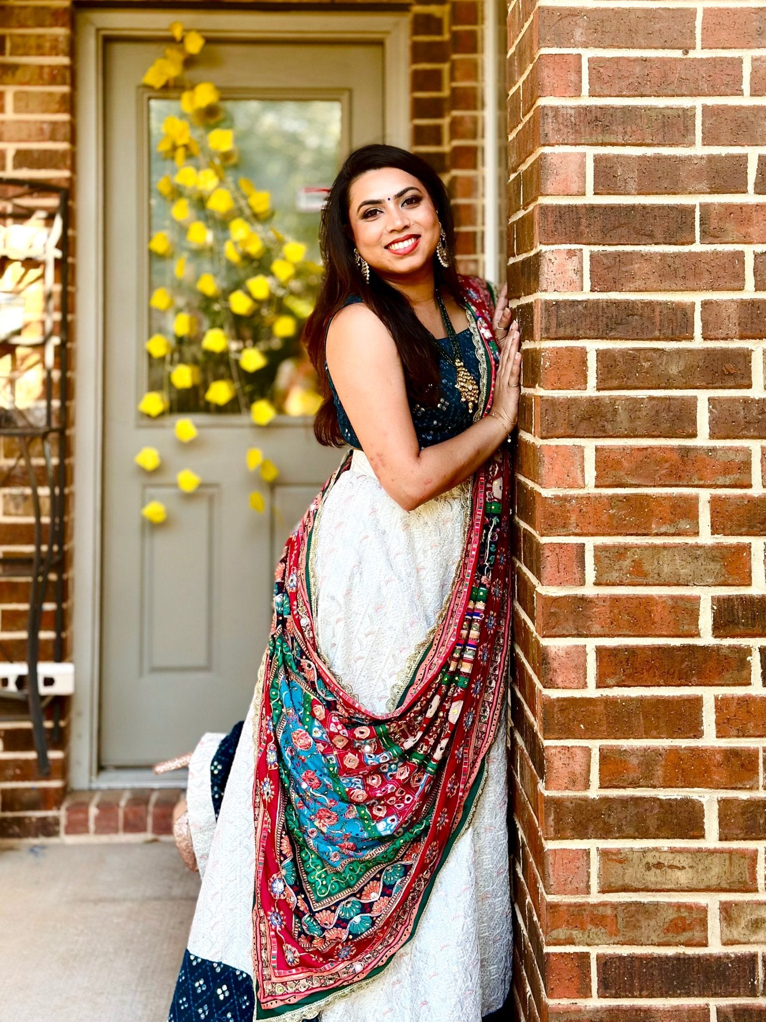 Serene Drift - Teal & Ivory embroidered lehenga set - Million Raagas