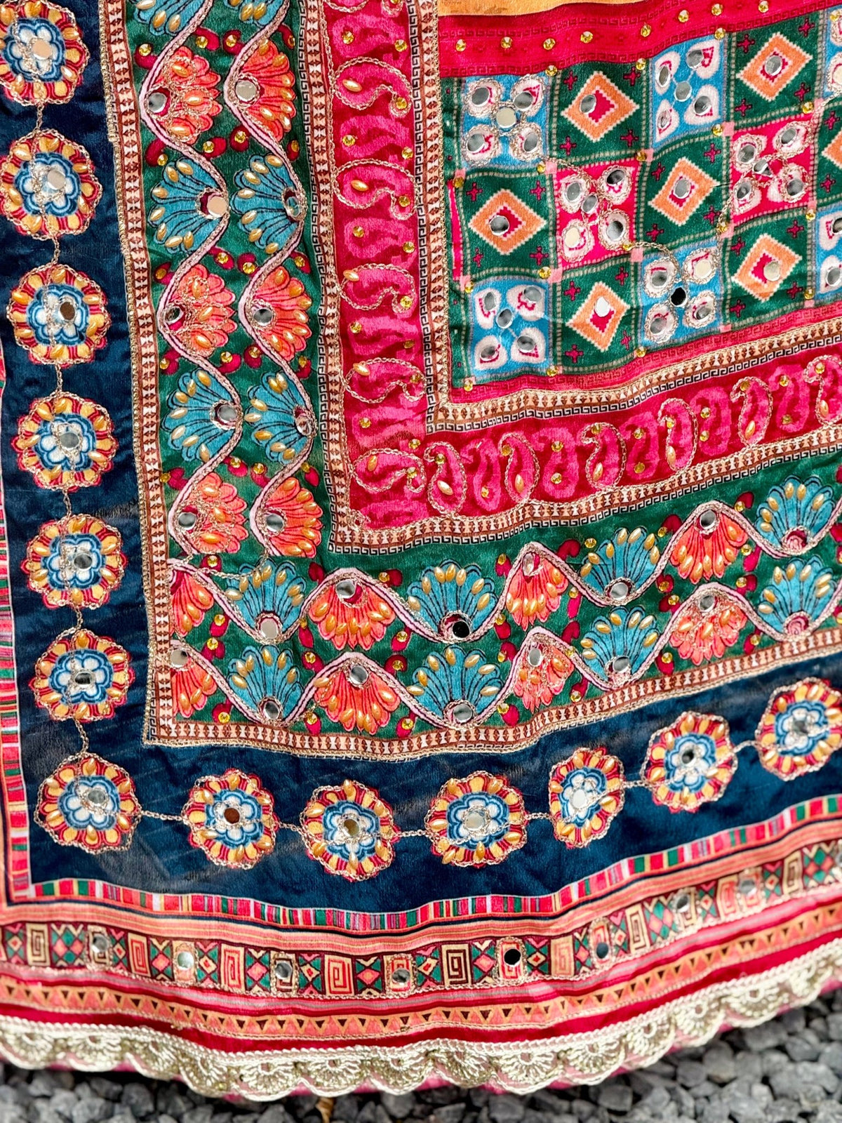 Teal Tales Mirror handwork dupatta - Million Raagas
