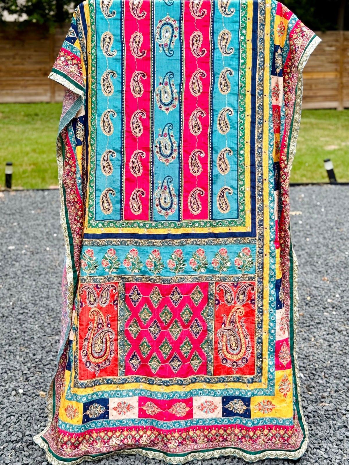 Turquoise Melody Mirror handwork dupatta - Million Raagas