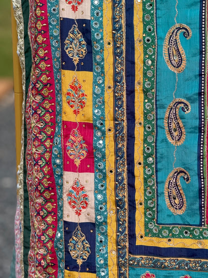 Turquoise Melody Mirror handwork dupatta - Million Raagas