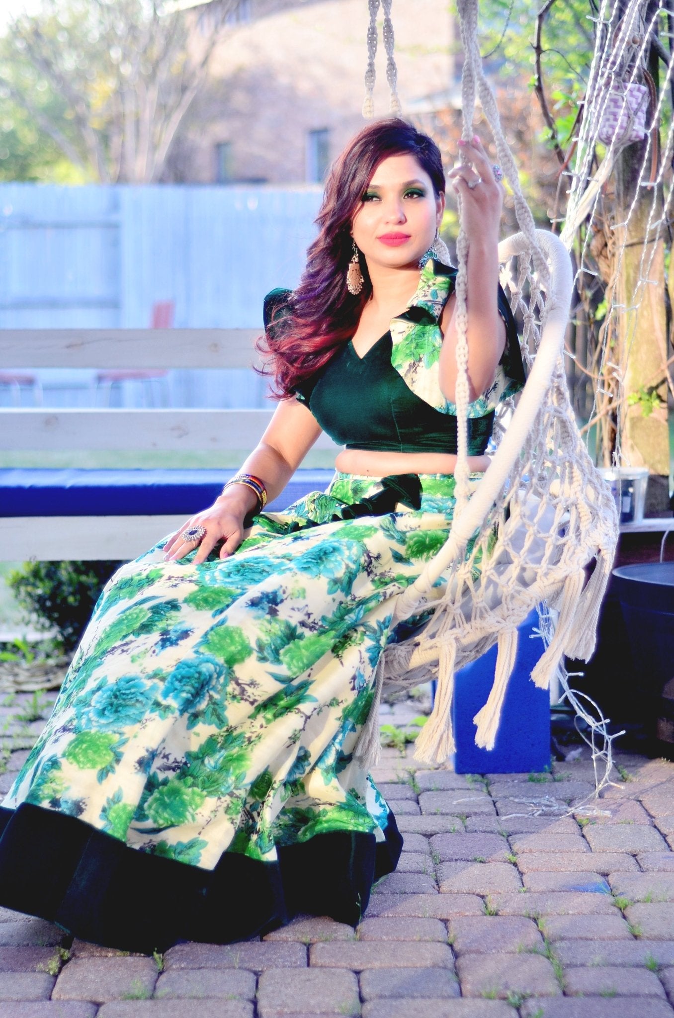 Vanya - Emerald Bloom lehenga set - Million Raagas