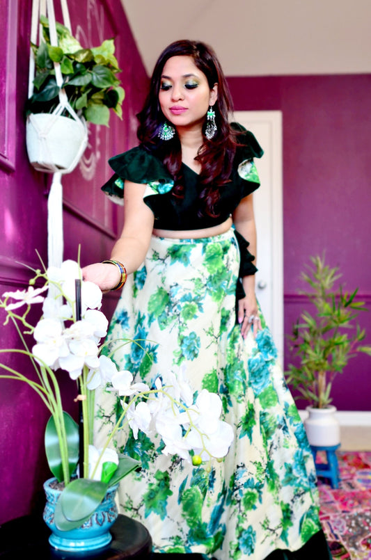 Vanya - Emerald Bloom lehenga set - Million Raagas