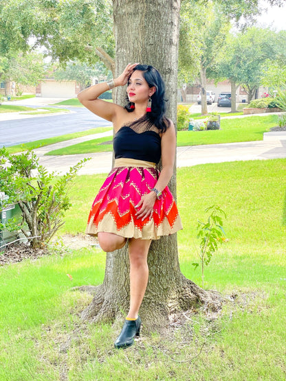 Color explosion geometric print short skirt - Million Raagas